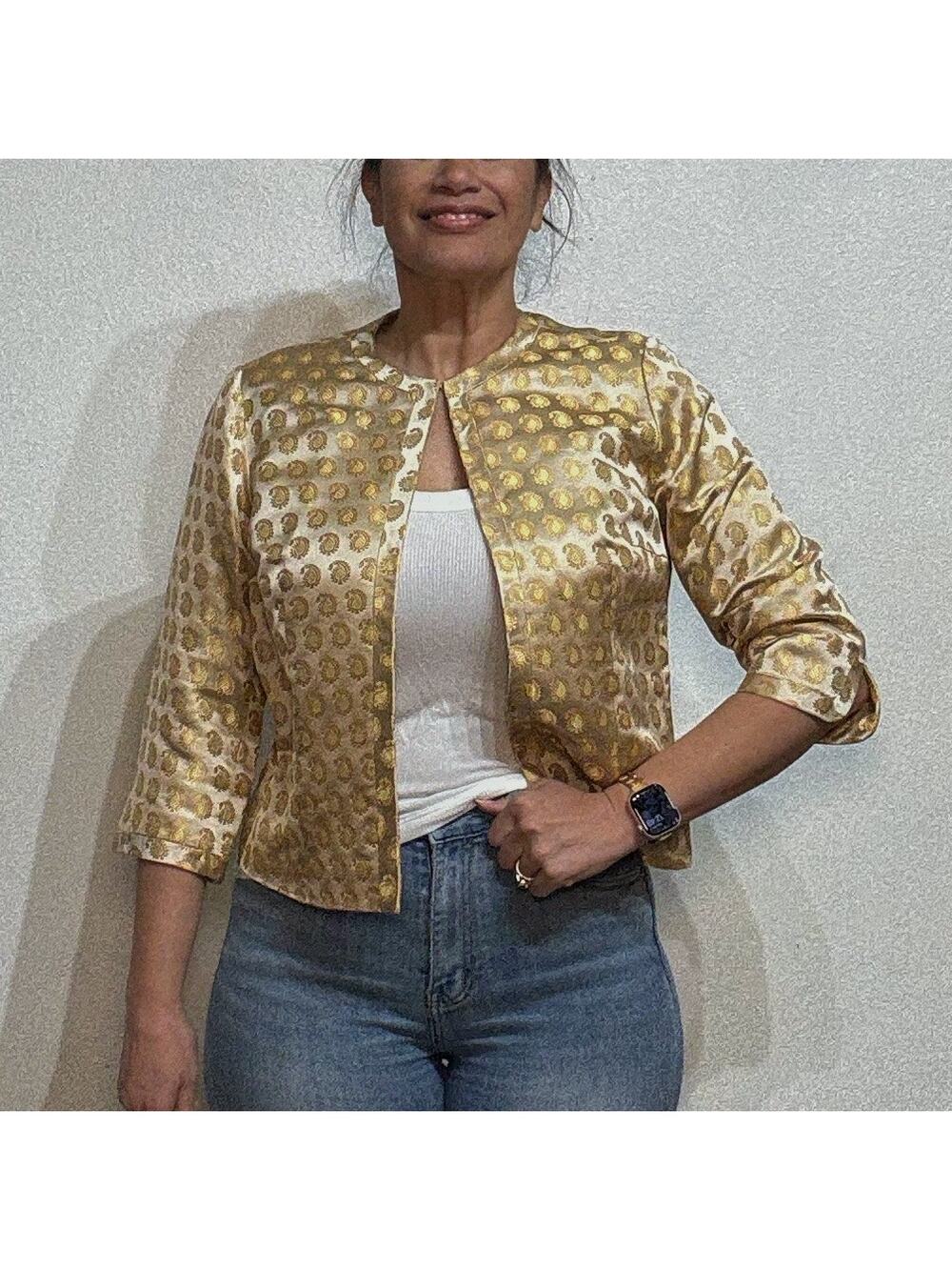 Dynasty Gold  Silk Cheongsam Vintage Jacket Sz 12